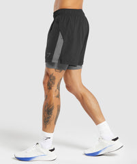 Sport 5" 2 in 1 Shorts - Black/Dark Grey