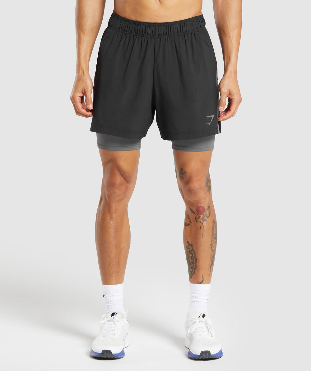 Sport 5" 2 in 1 Shorts - Black/Dark Grey