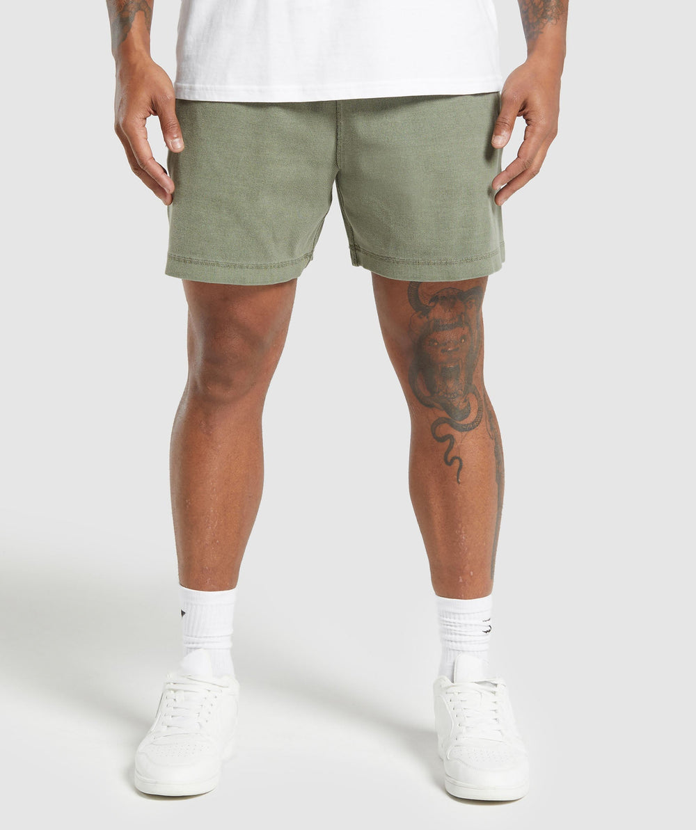 Heavyweight Ribbed Shorts - Unit Green