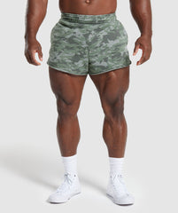 Legacy Printed 4" Shorts - Unit Green