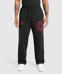 Varsity Straight Leg Joggers - Black/Conditioning Red