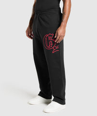 Varsity Straight Leg Joggers - Black/Conditioning Red