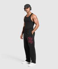 Varsity Straight Leg Joggers - Black/Conditioning Red