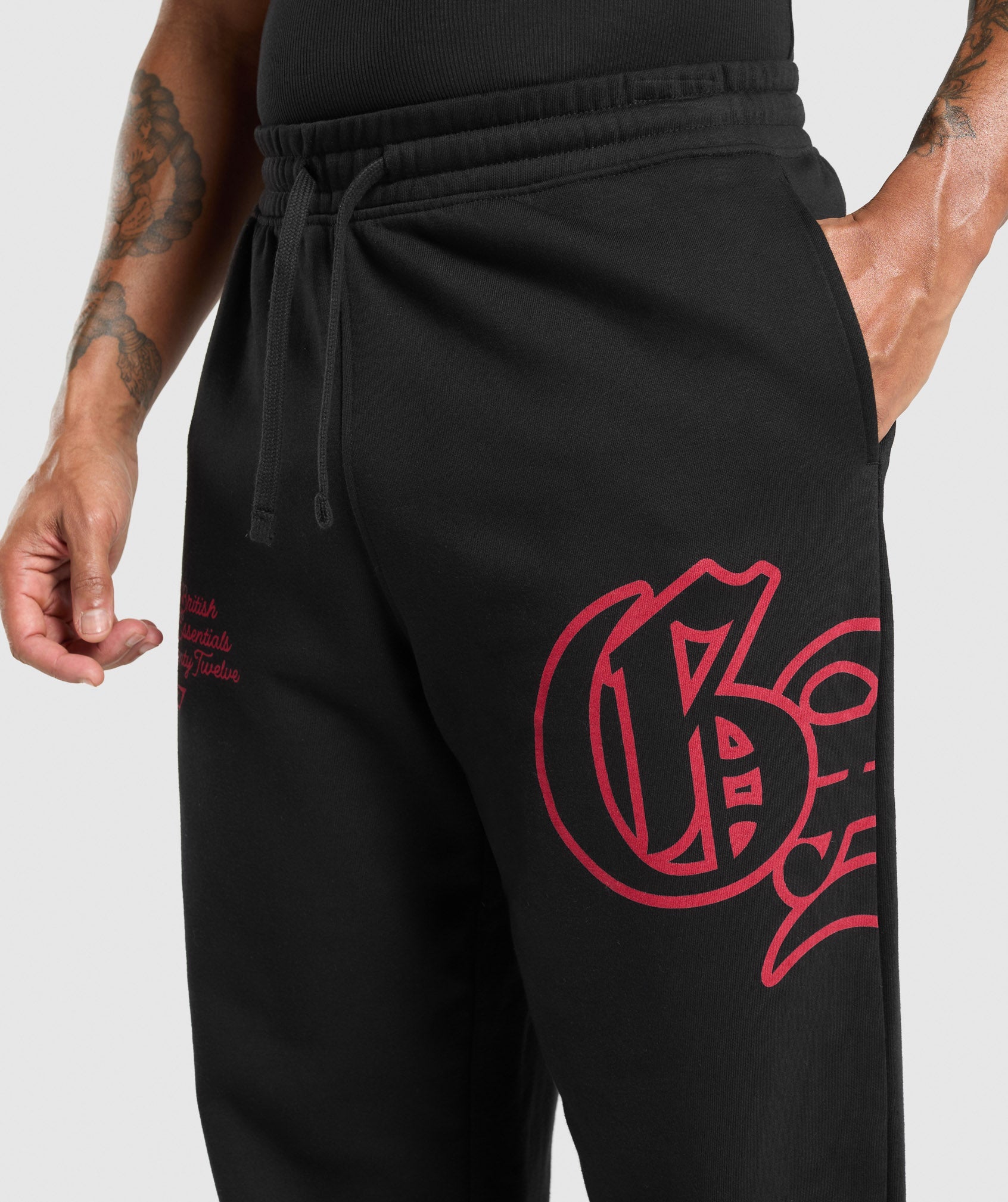 Varsity Straight Leg Joggers - Black/Conditioning Red