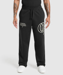 Varsity Straight Leg Joggers - Black