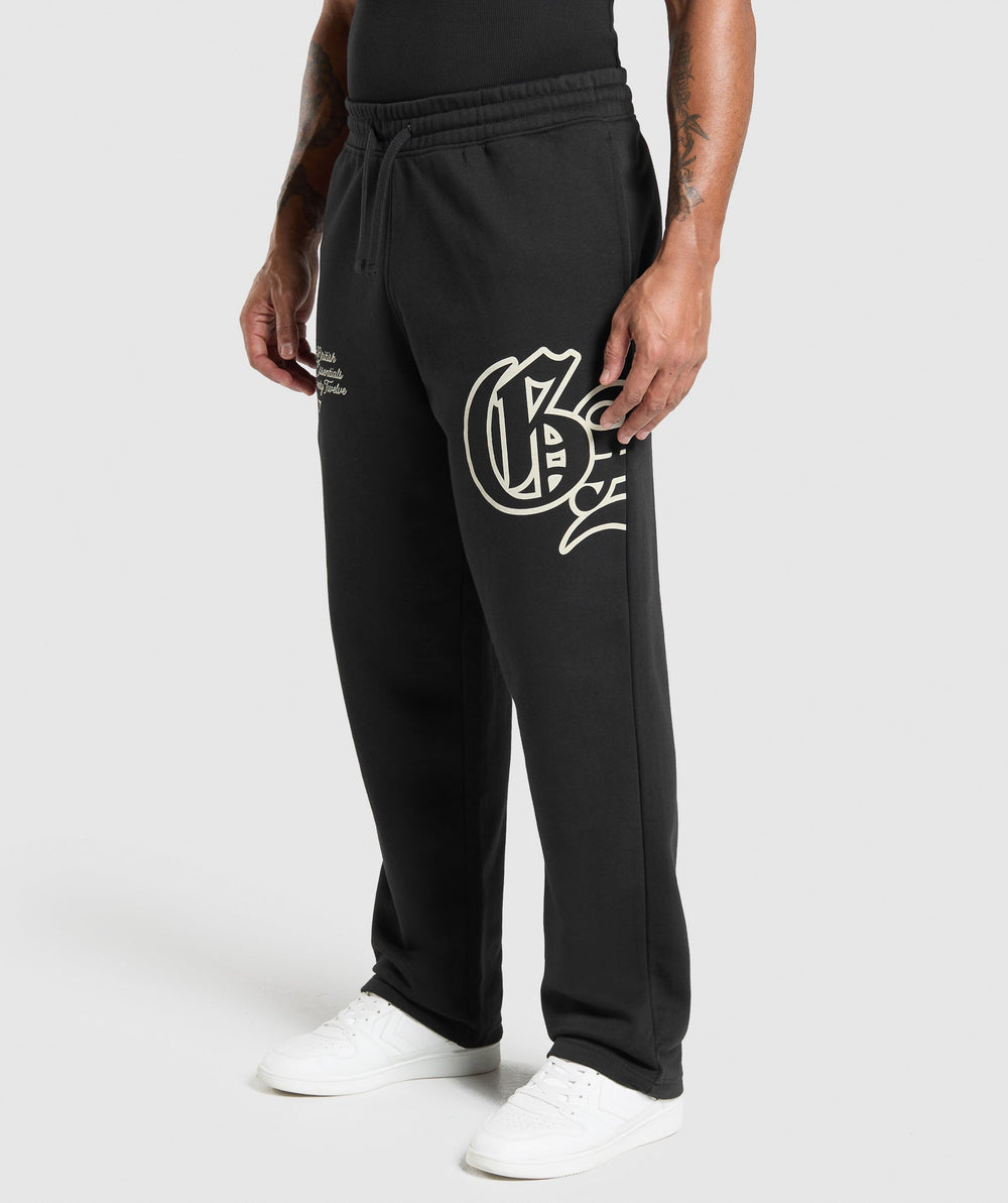 Varsity Straight Leg Joggers - Black