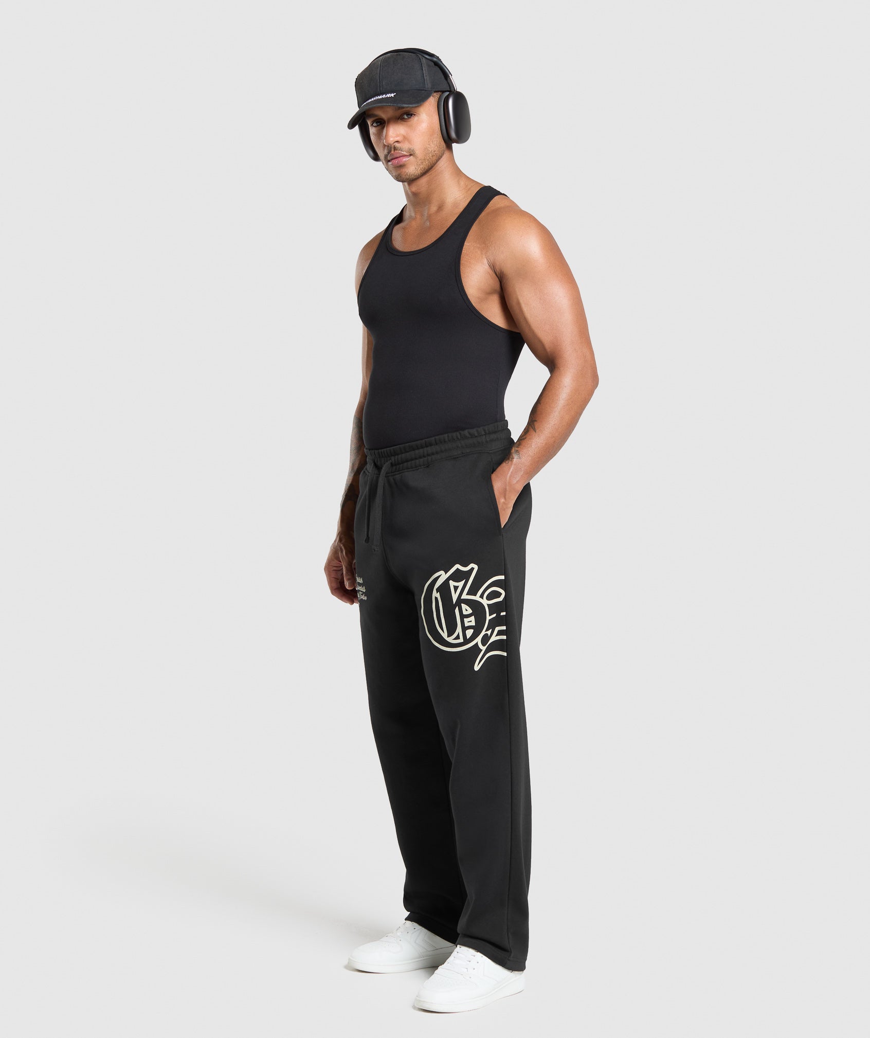 Varsity Straight Leg Joggers - Black
