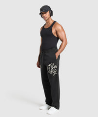 Varsity Straight Leg Joggers - Black