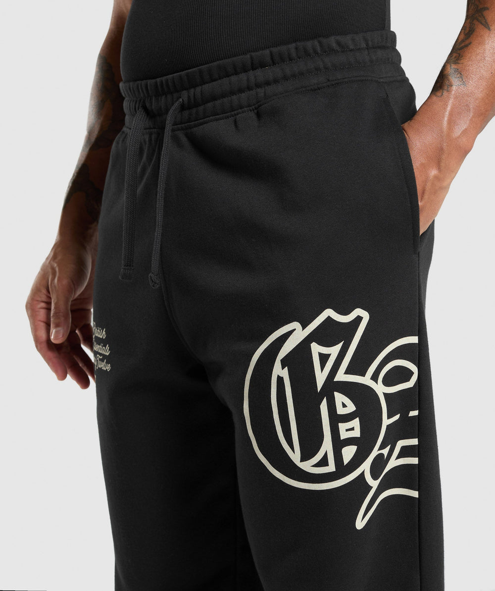Varsity Straight Leg Joggers - Black