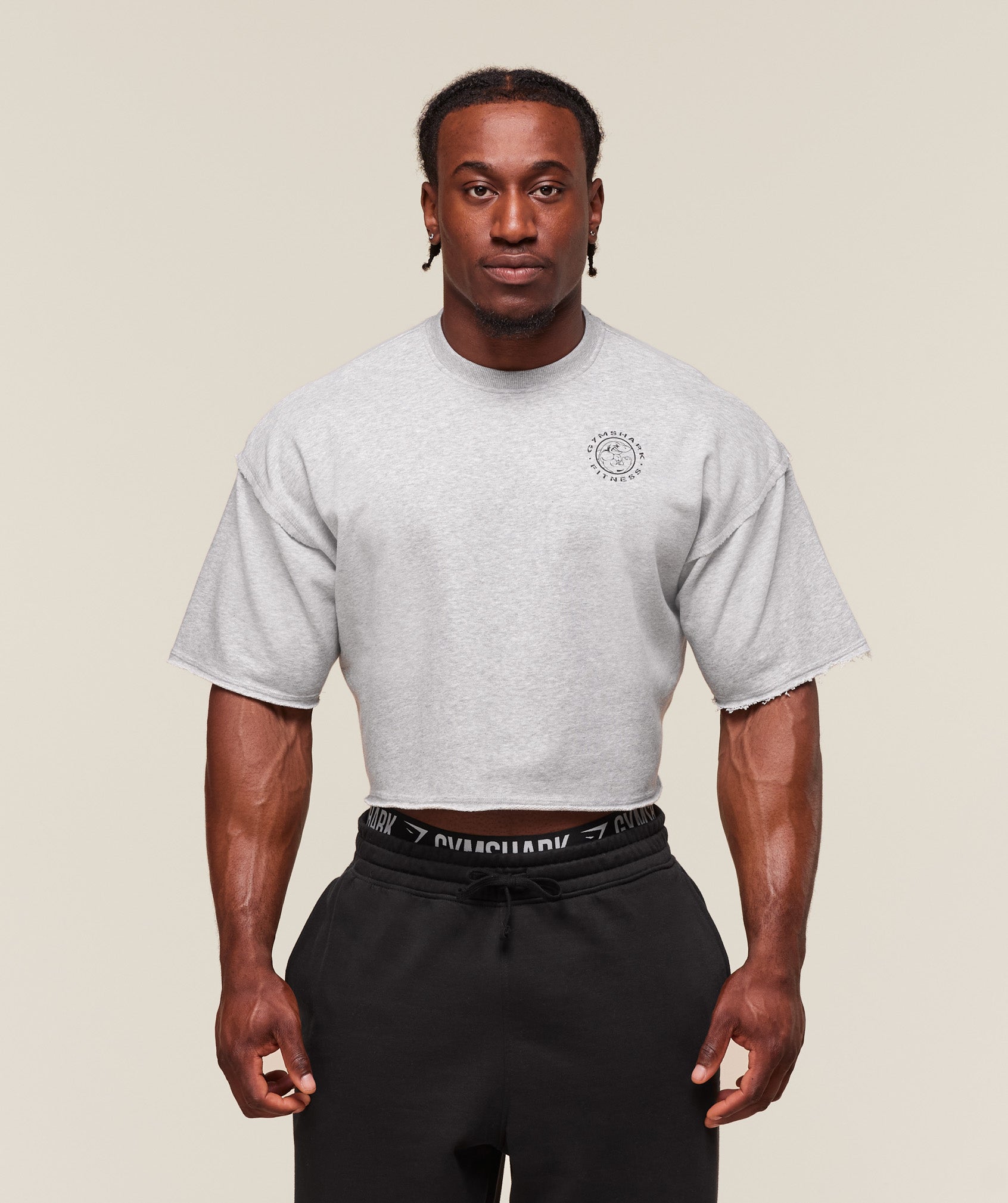 Legacy Cropped Short Sleeve Crew - Light Grey Core Marl
