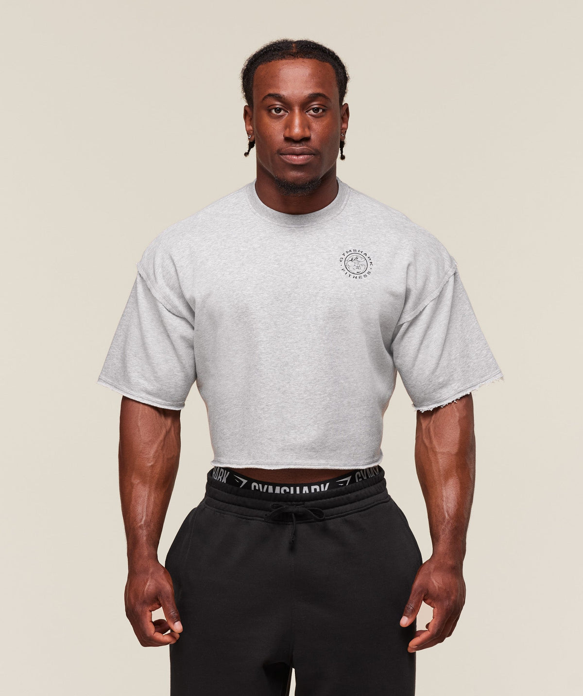 Legacy Cropped Short Sleeve Crew - Light Grey Core Marl