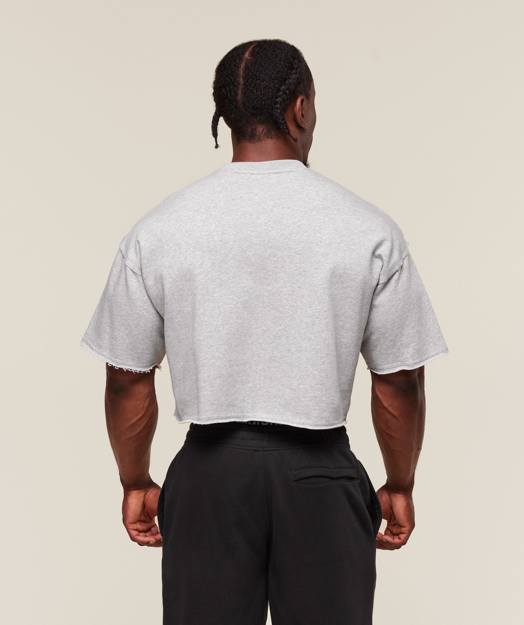 Legacy Cropped Short Sleeve Crew - Light Grey Core Marl
