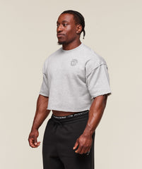 Legacy Cropped Short Sleeve Crew - Light Grey Core Marl