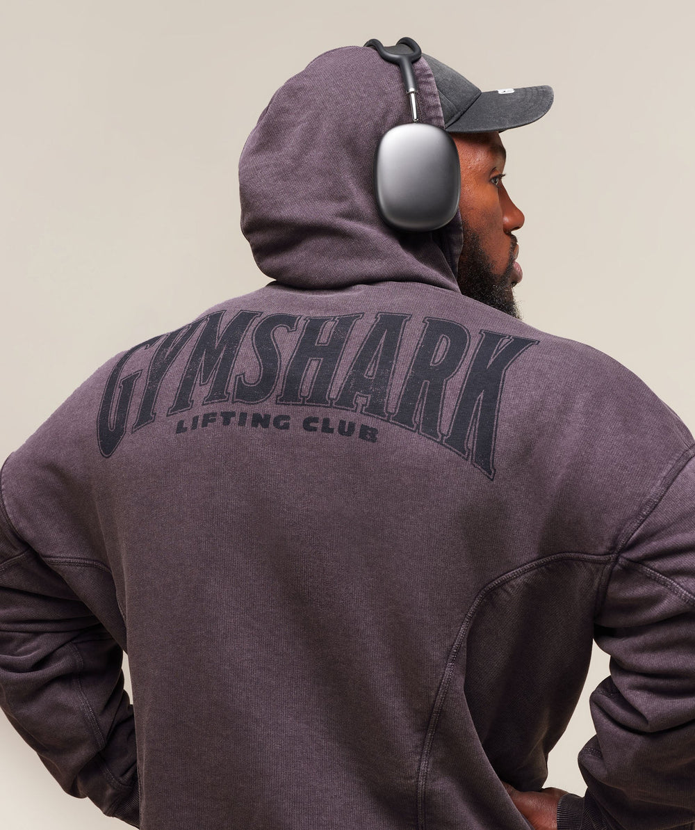 Heritage Washed Hoodie - Plum Brown