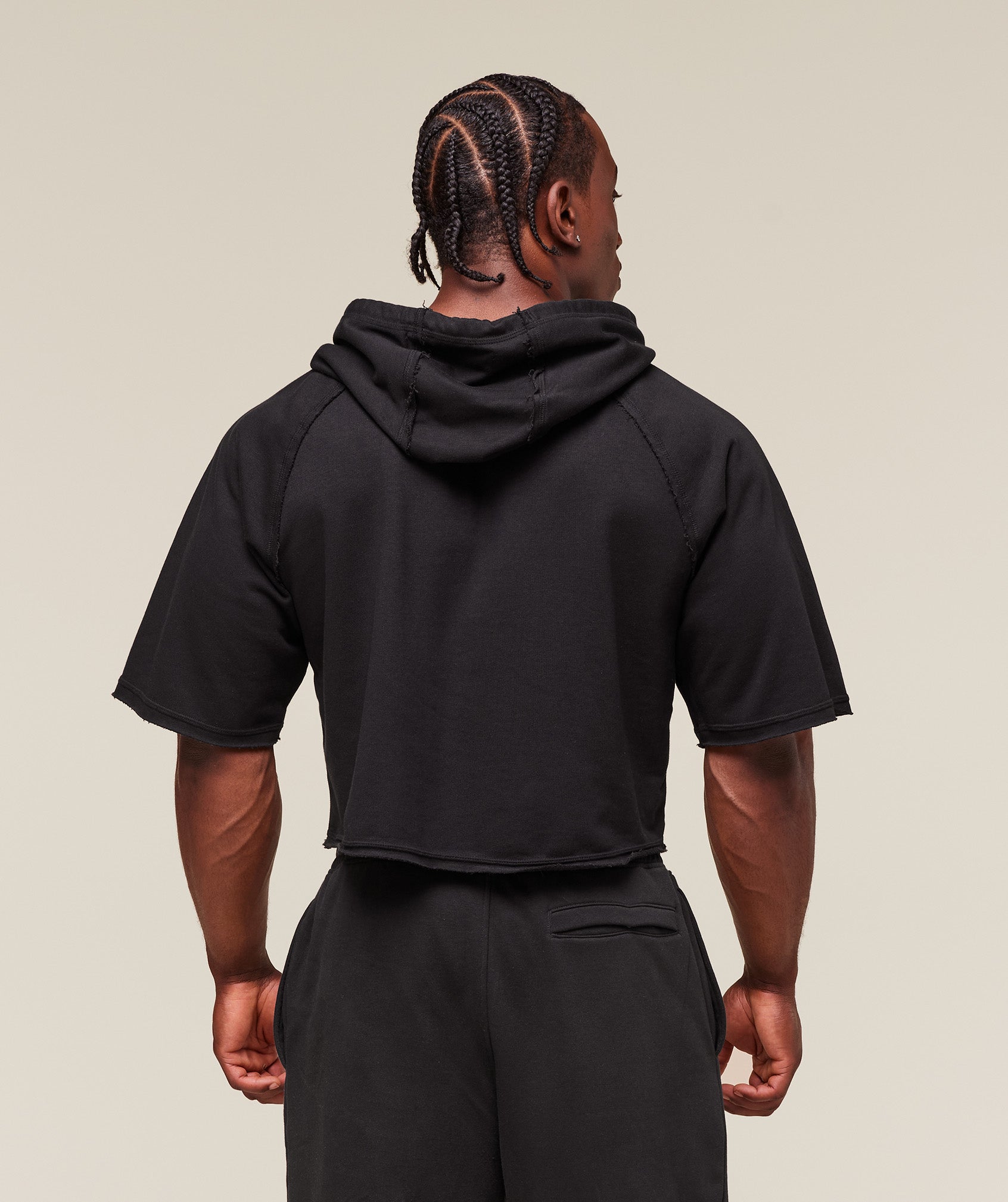 Legacy Short Sleeve Crop Hoodie - Black