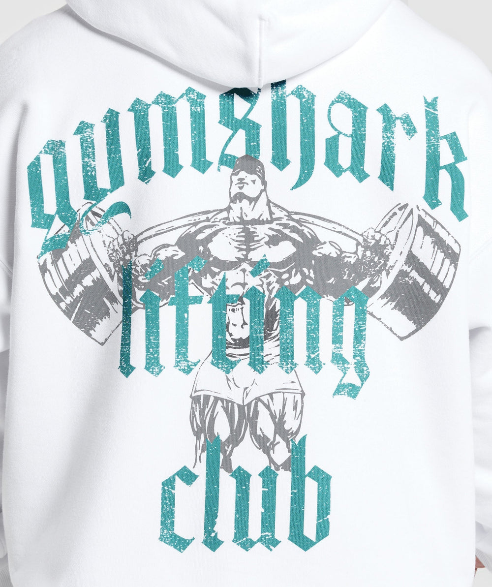 Lifting Club Hoodie - White/Artificial Teal
