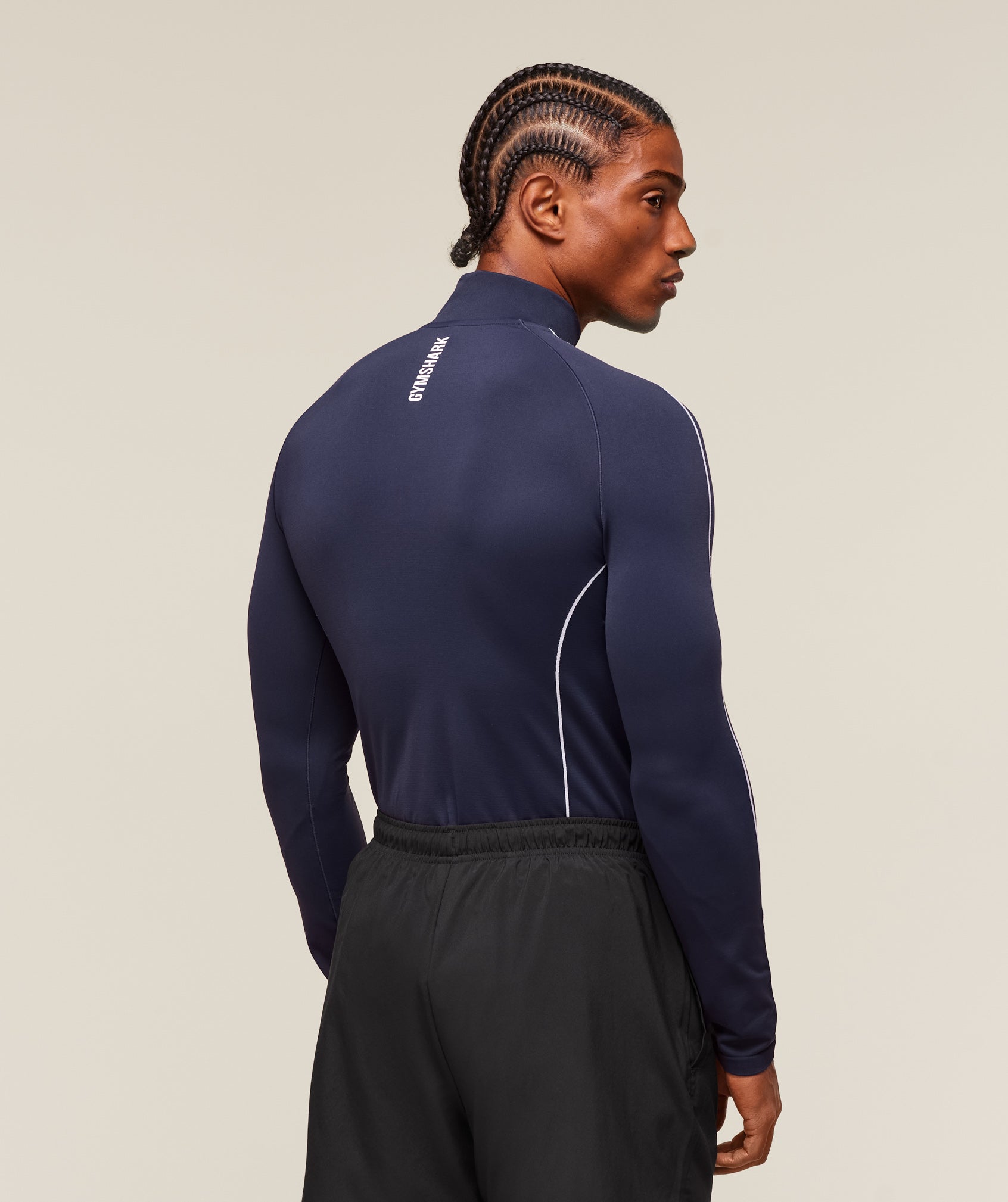 Clean Contour Seamless 1/4 Zip - Heavy Blue/White