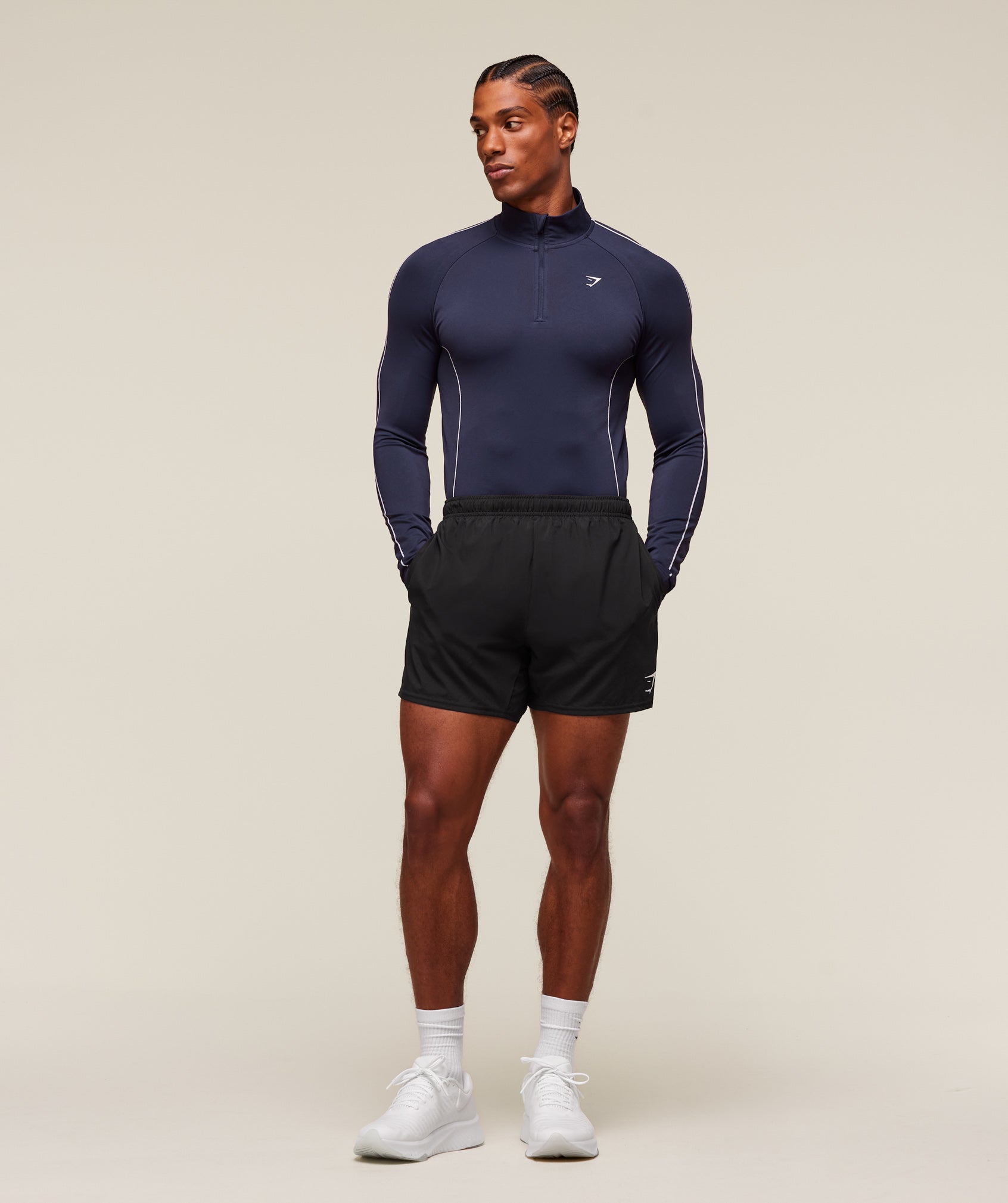 Clean Contour Seamless 1/4 Zip - Heavy Blue/White