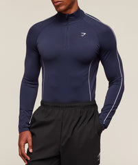 Clean Contour Seamless 1/4 Zip - Heavy Blue/White