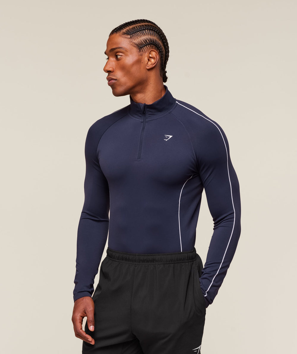 Clean Contour Seamless 1/4 Zip - Heavy Blue/White