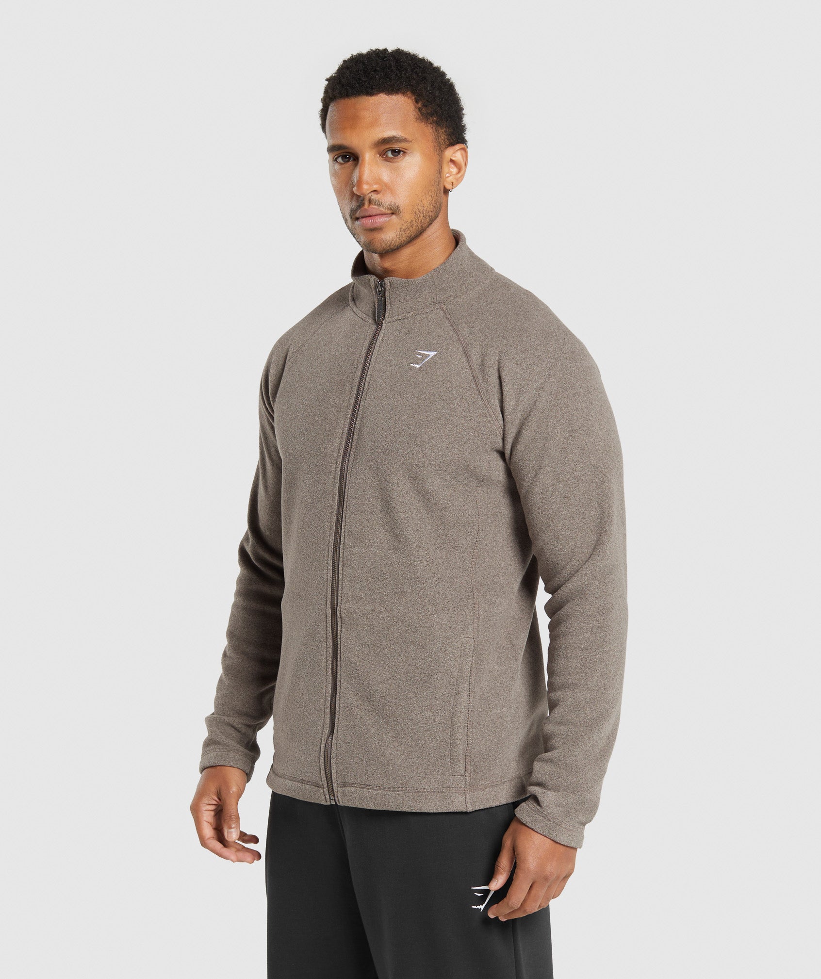 Fleece Zip Through Jacket - Camo Brown/Sand Brown