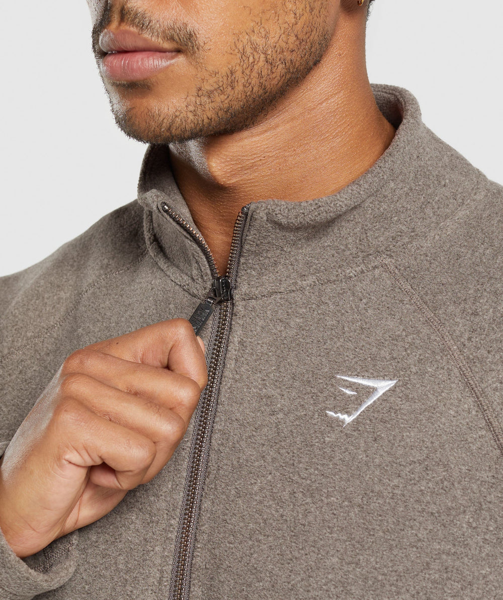 Fleece Zip Through Jacket - Camo Brown/Sand Brown