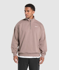 Rest Day Sweats 1/4 Zip - Powder Mauve