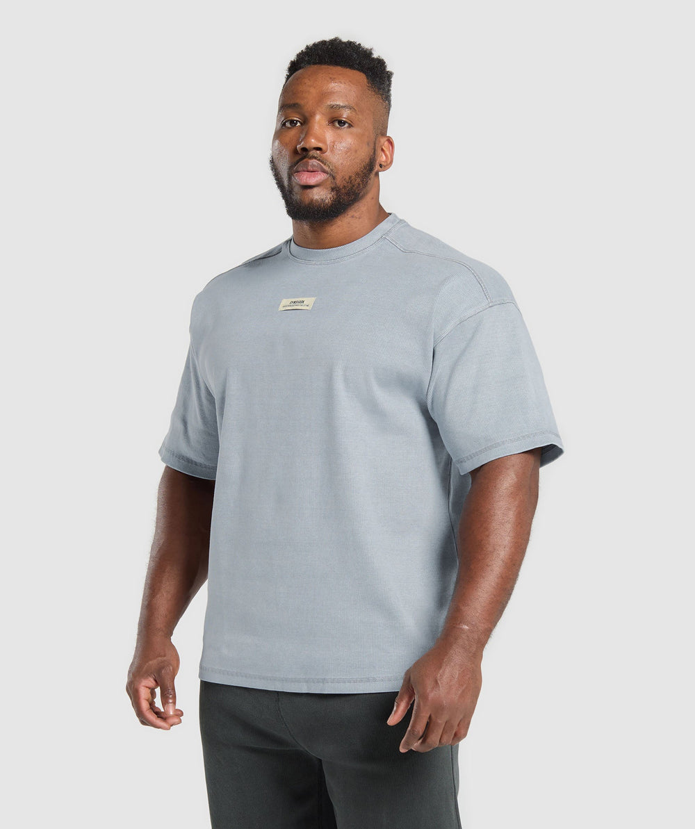 Heavyweight Rib Short Sleeve Crew - Denim Grey