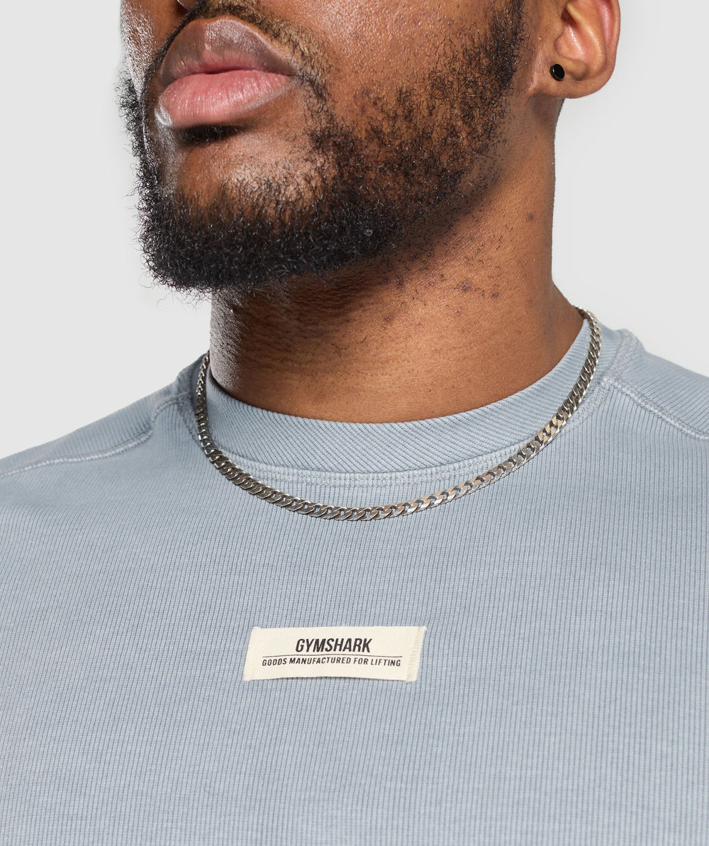 Heavyweight Rib Short Sleeve Crew - Denim Grey