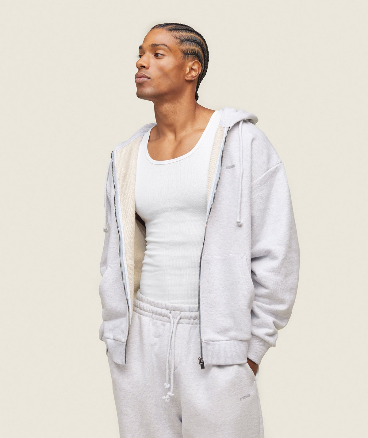 everywear Relaxed Zip Hoodie - Bros Soft Grey Marl