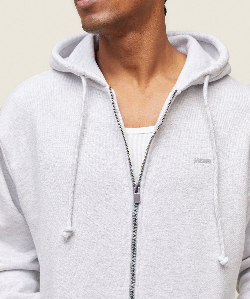 everywear Relaxed Zip Hoodie - Bros Soft Grey Marl