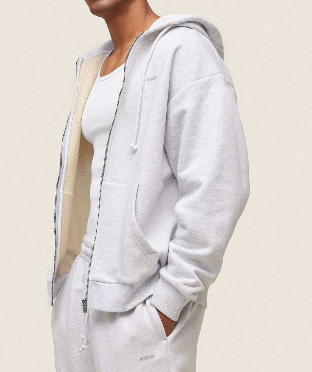 everywear Relaxed Zip Hoodie - Bros Soft Grey Marl