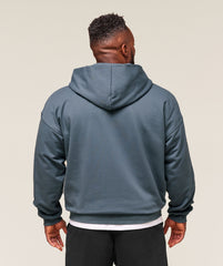 Collegiate Script Zip Up Hoodie - Iron Blue