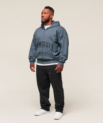 Collegiate Script Zip Up Hoodie - Iron Blue