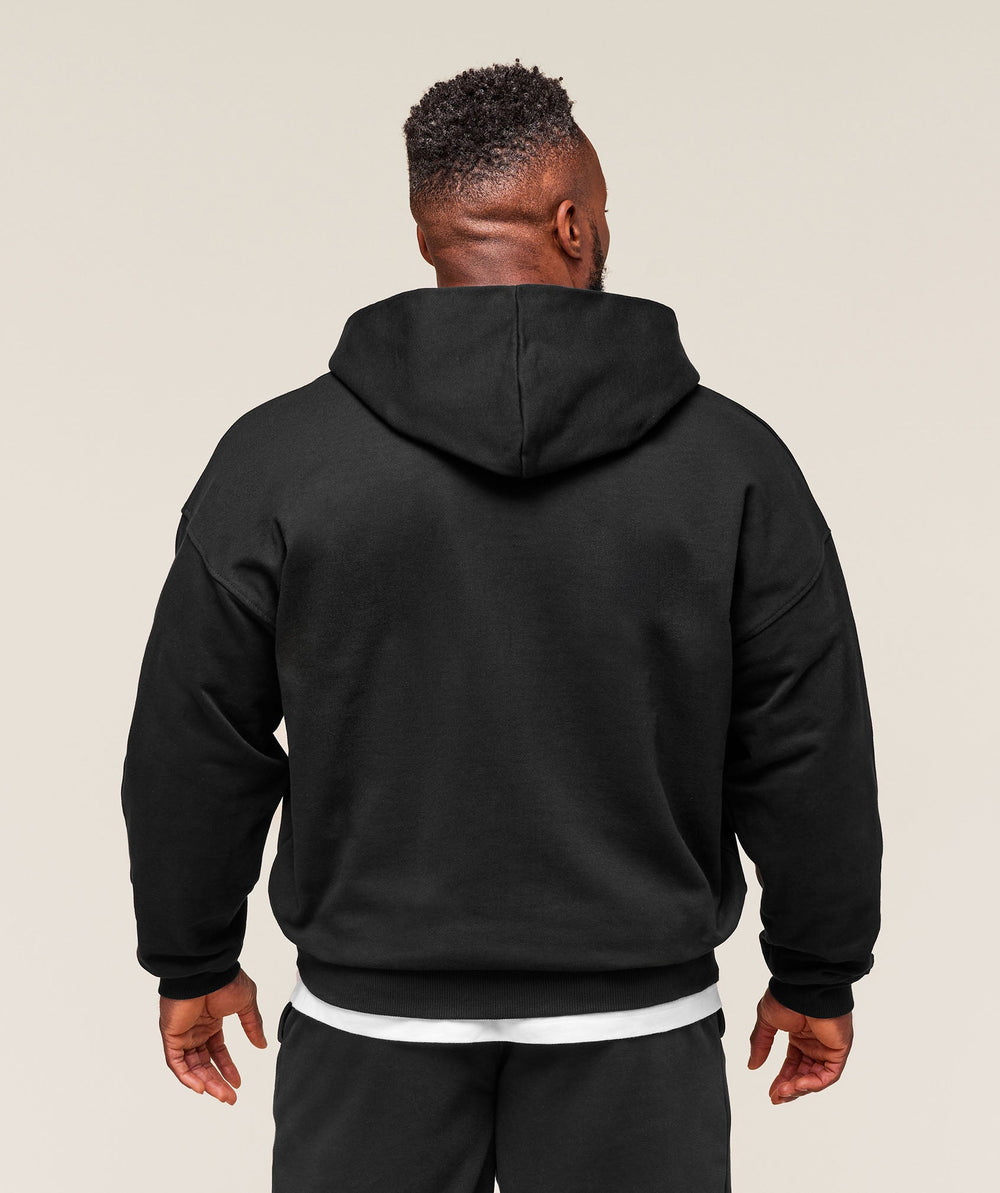 Collegiate Script Zip Up Hoodie - Black/White