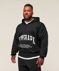 Collegiate Script Zip Up Hoodie - Black/White