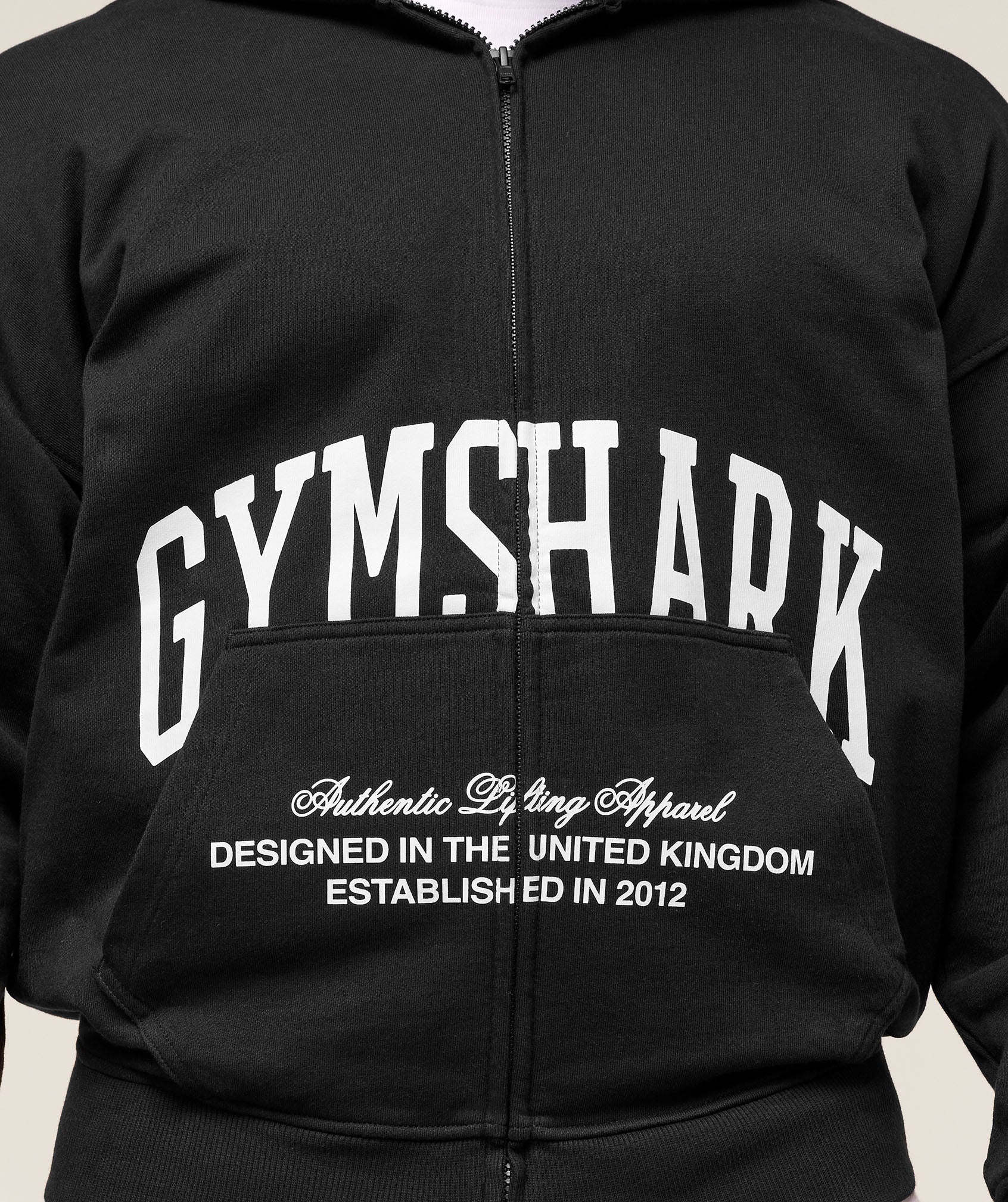 Collegiate Script Zip Up Hoodie - Black/White