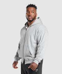 Power Zip Up Hoodie - Light Grey Core Marl