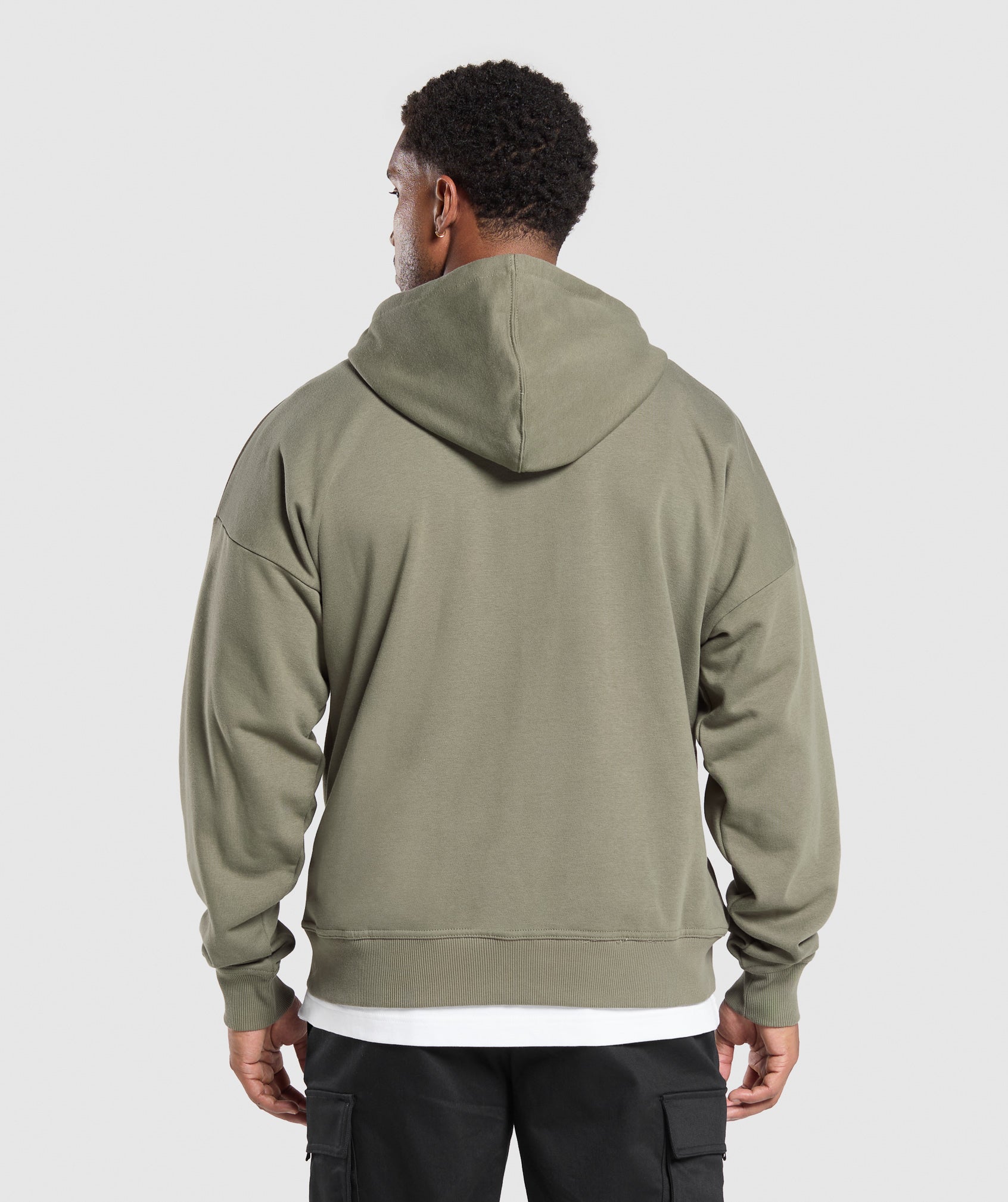 Crest Oversized Zip Up Hoodie - Base Green
