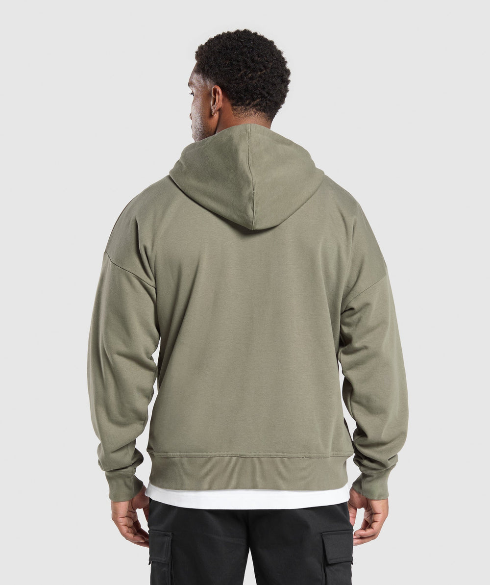 Crest Oversized Zip Up Hoodie - Base Green