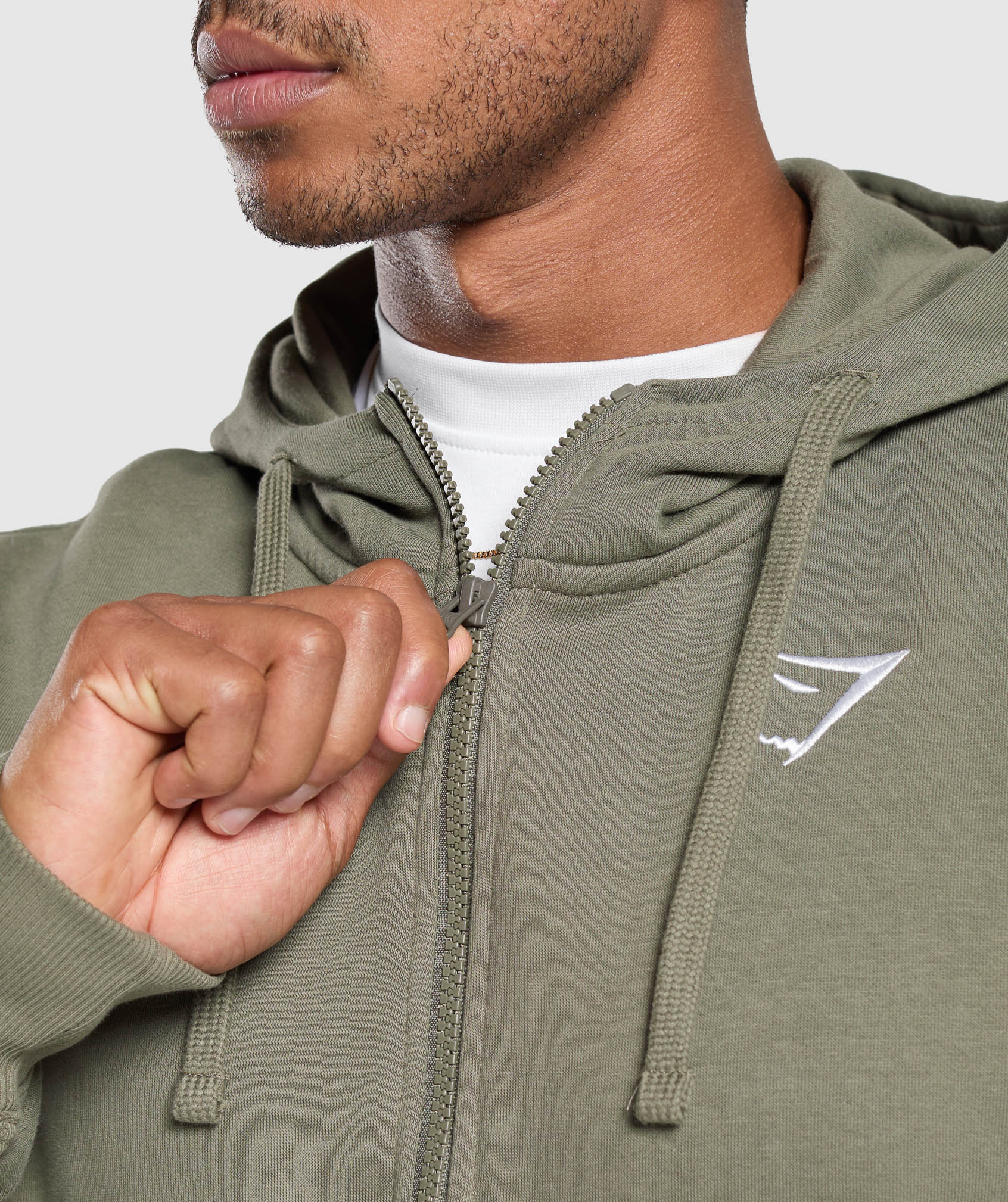 Crest Oversized Zip Up Hoodie - Base Green