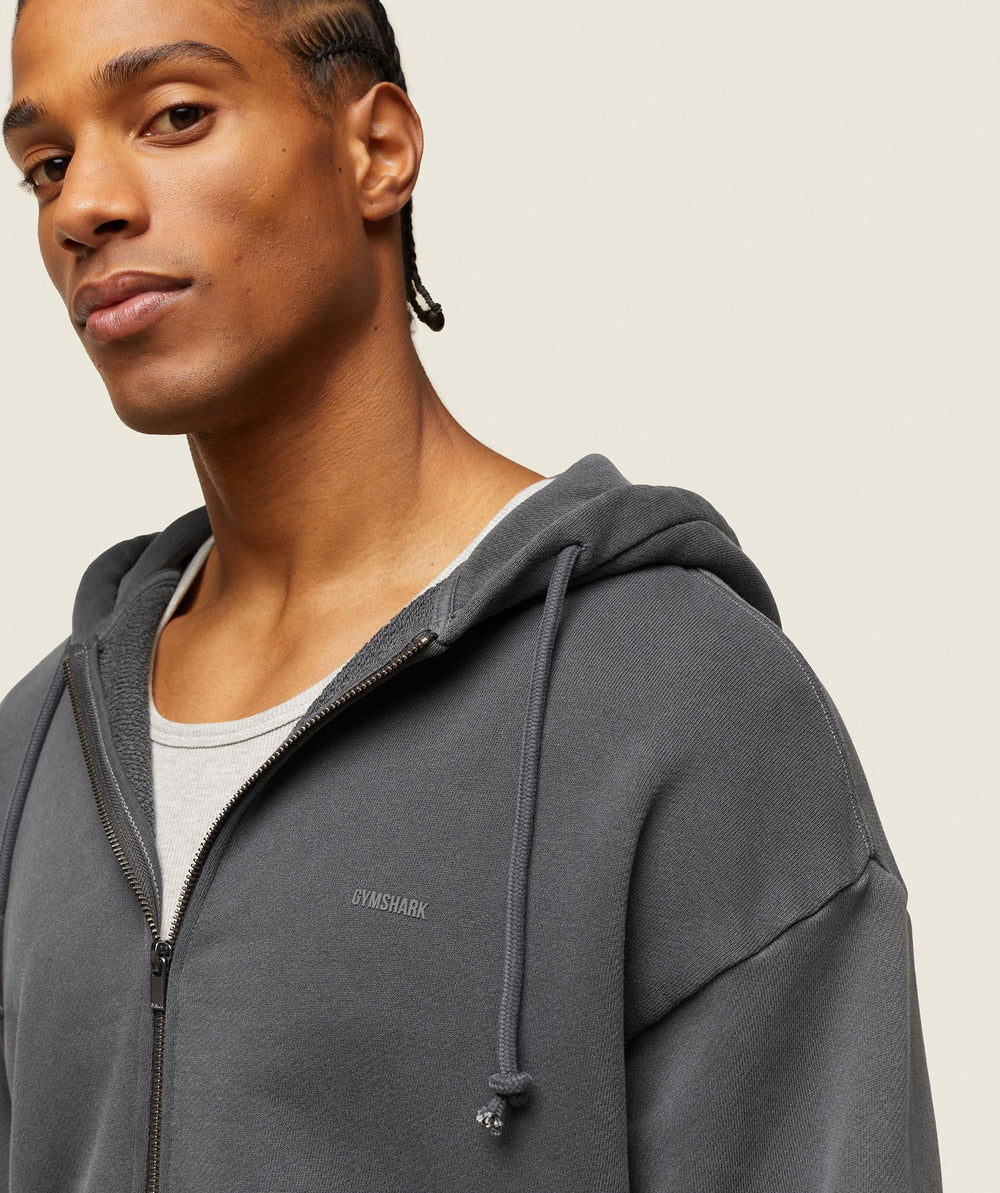everywear Relaxed Zip Hoodie - Black