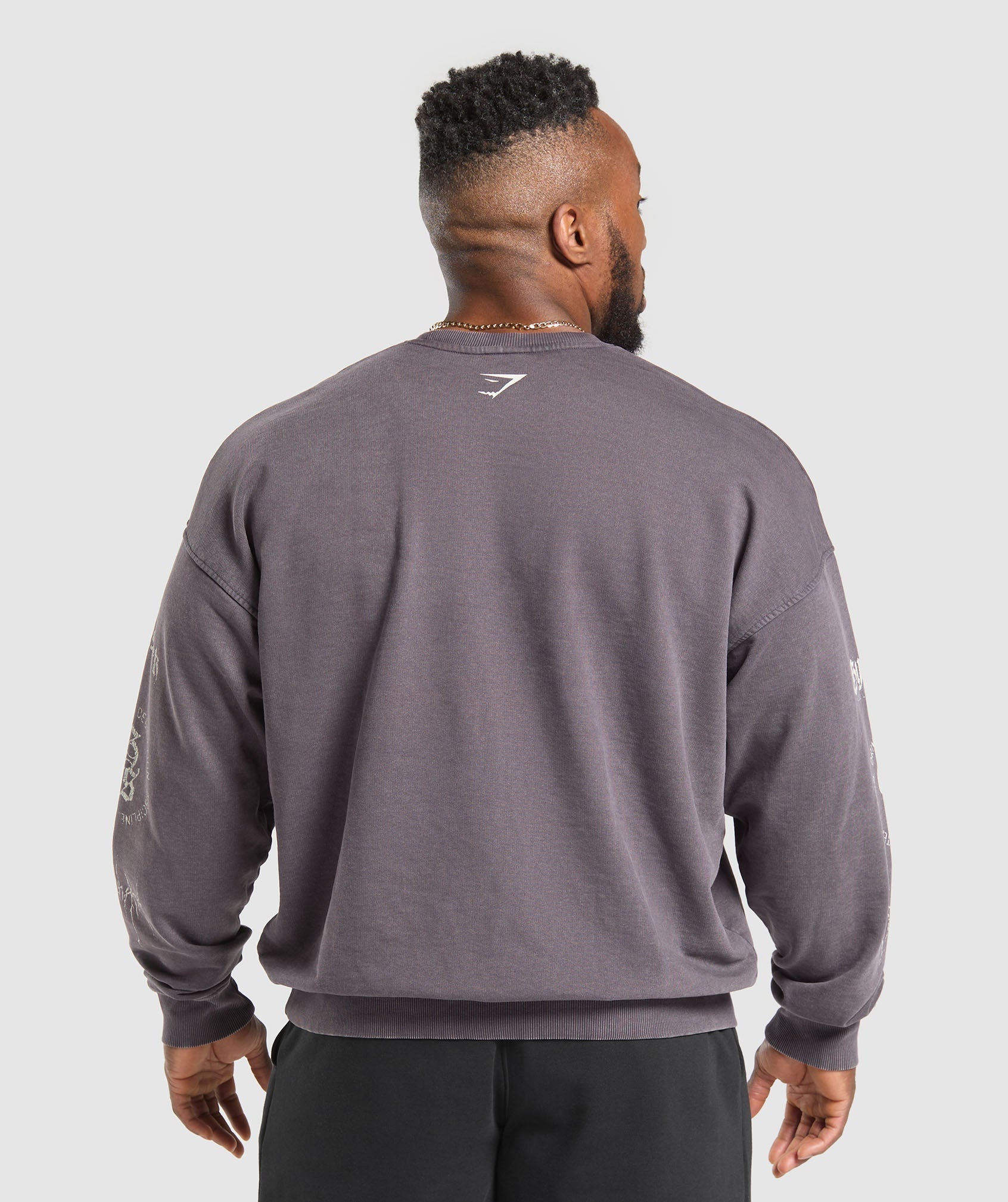Distressed Graphic Crew - Brushed Purple Acid Wash