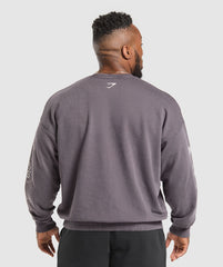 Distressed Graphic Crew - Brushed Purple Acid Wash
