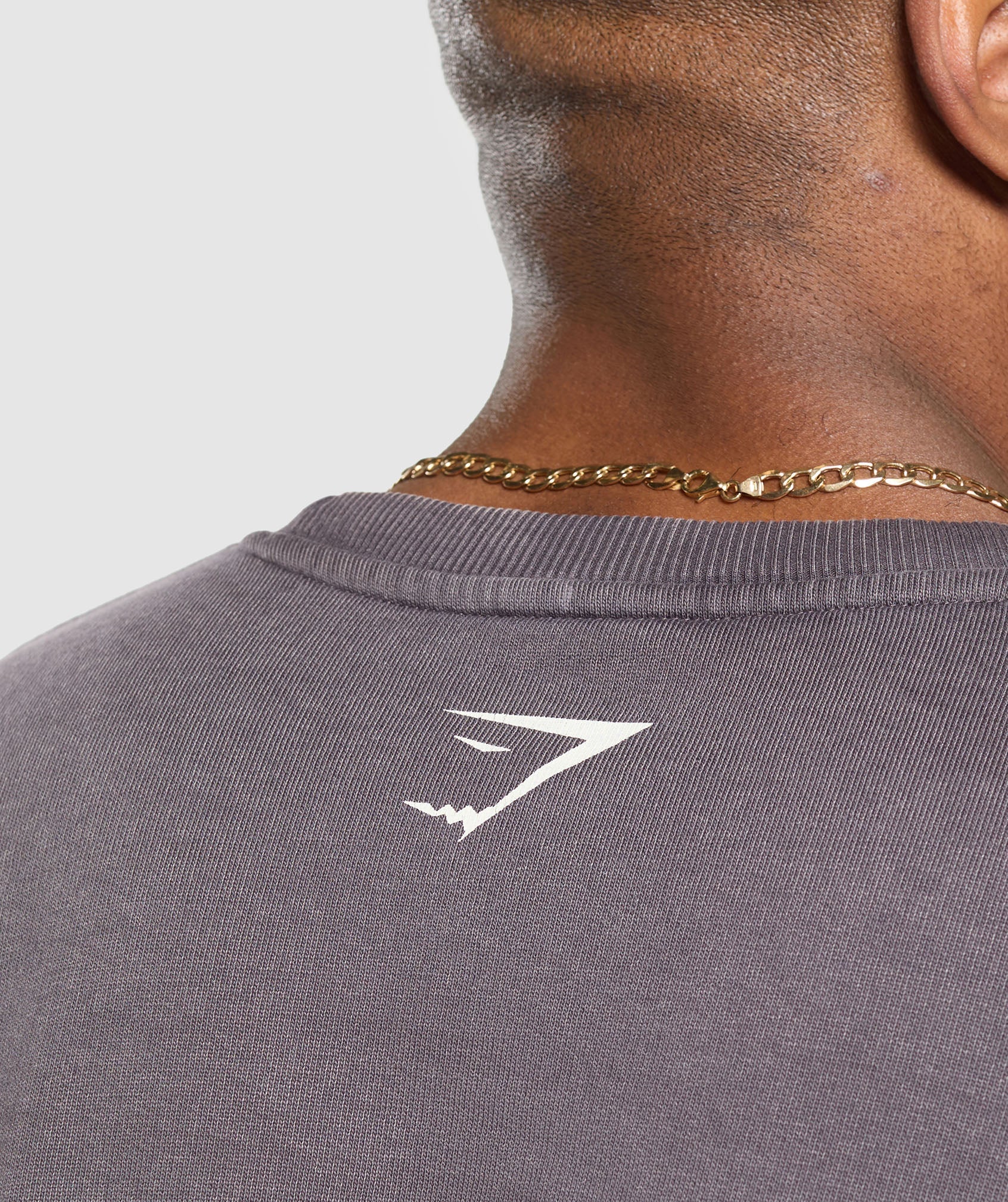 Distressed Graphic Crew - Brushed Purple Acid Wash