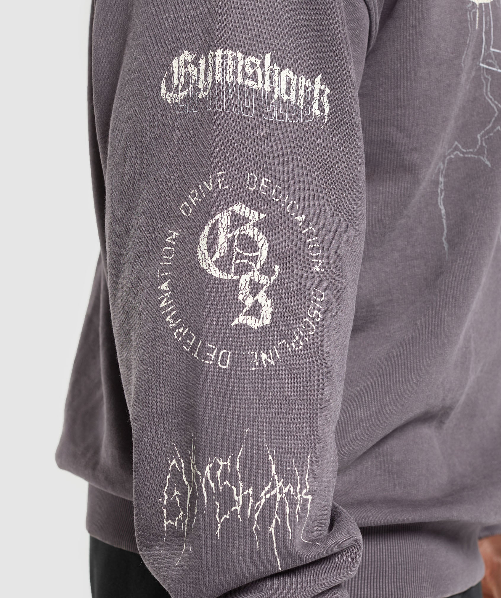 Distressed Graphic Crew - Brushed Purple Acid Wash