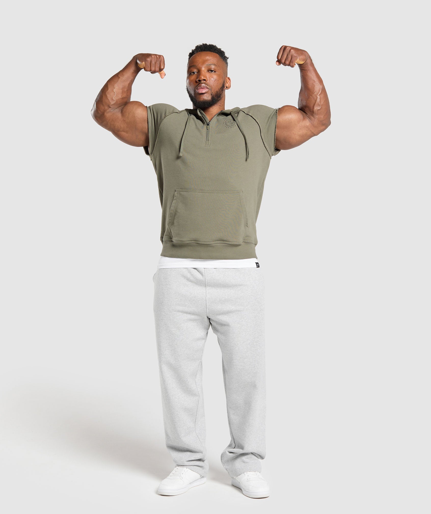 Legacy 1/4 Zip Cap Sleeve Hoodie - Base Green