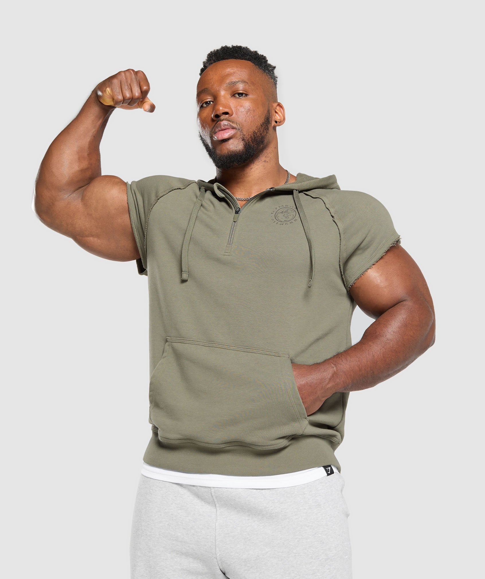 Legacy 1/4 Zip Cap Sleeve Hoodie - Base Green
