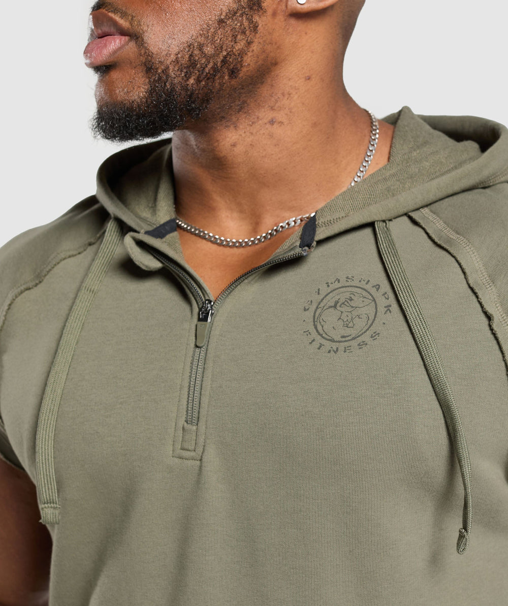 Legacy 1/4 Zip Cap Sleeve Hoodie - Base Green