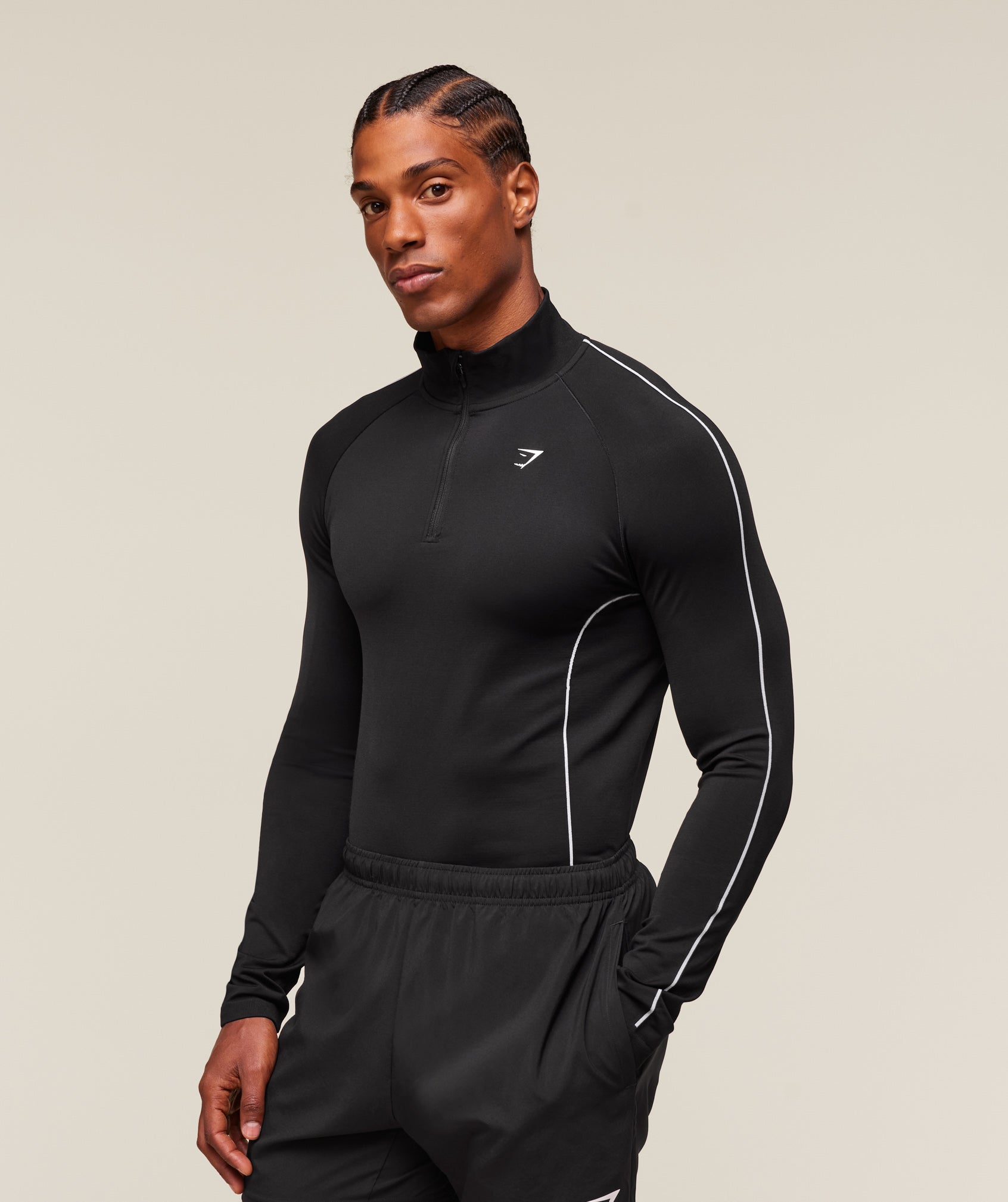 Clean Contour Seamless 1/4 Zip - Black/White